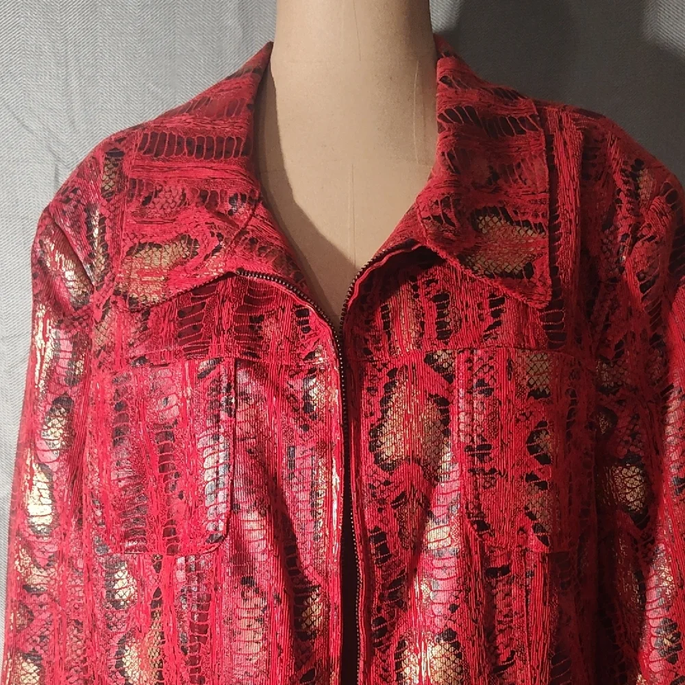 Erin London Red and Gold Snakeskin Jacket - Picture 2 of 5
